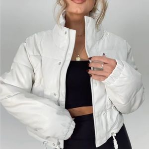 Vegan Leather Puffer Jacket Coat